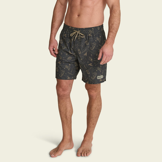 Howler Brothers Men's Deep Set Boardshorts Sea Rodeo Antique Black waistband