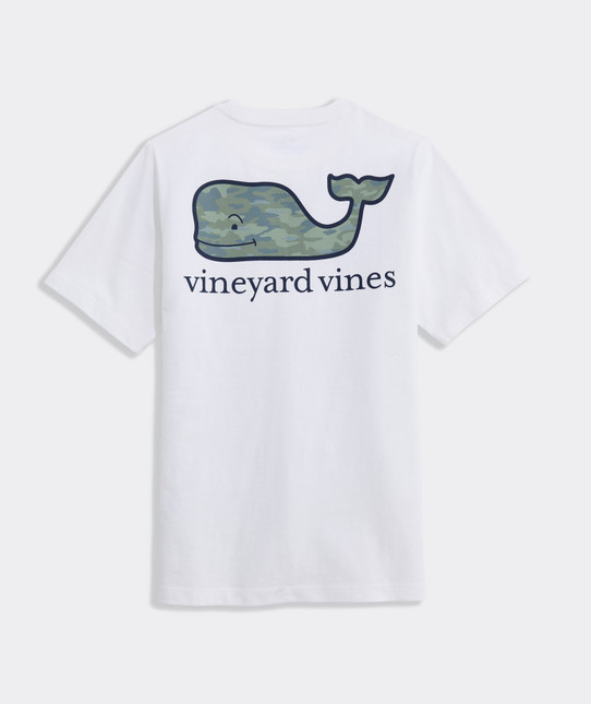 Vineyard Vines Boys' Camo Whale Pocket Tee White side view