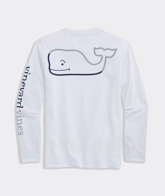 Vineyard Vines Boys' Burgee Whale Longsleeve Harbor Sun Tee in White side view