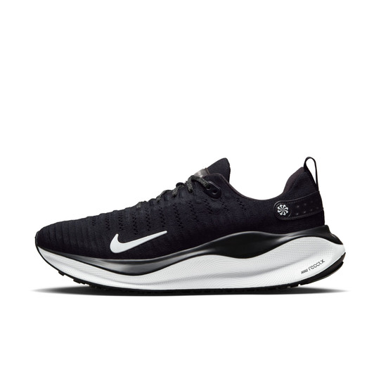 The Nike Men's InfinityRN 4 Road Running Shoes in Black and White
