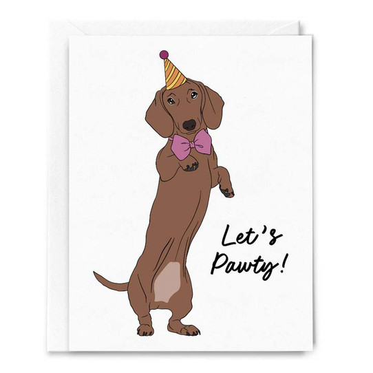 Sammy Gorin Let's Pawty Dachshund Card white