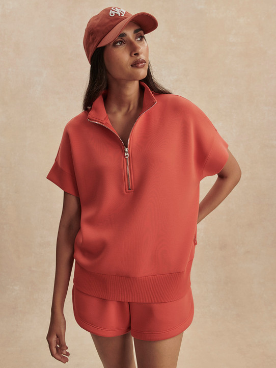 Varley Women's Ritchie Short Sleeve Sweatshirt in Summer Fig detail view