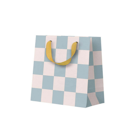 Ohh Deer Pale Blue Checkerboard Small Gift Bag