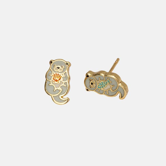 Yellow Owl Workshop Otters Stud Earrings front view