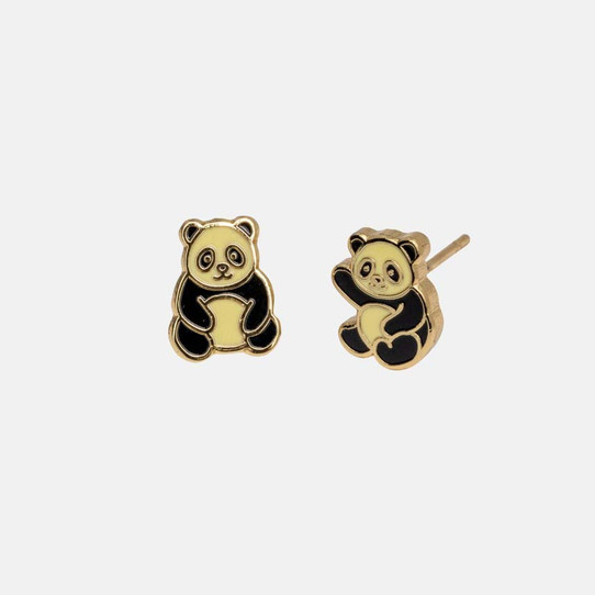 Yellow Owl Workshop Panda Stud Earrings black and white