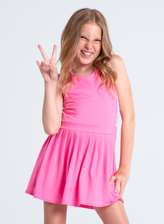 Lucky in Love Girls' Mini Serve Dress in colorway D25 detail view