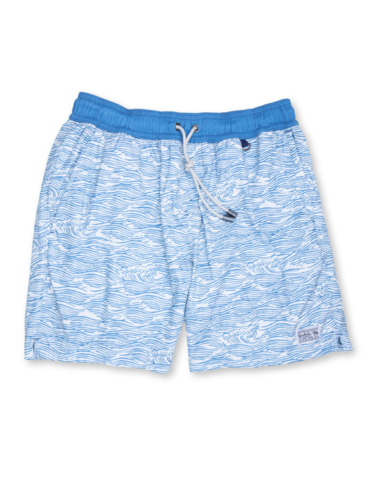 Baja Llama Men's Stretch Swimsuit in Roll Tides - Light Blue