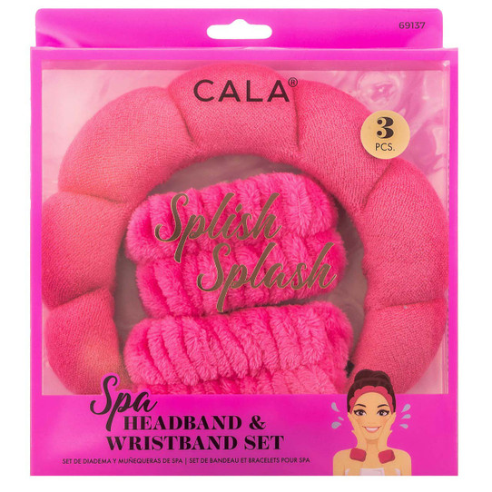 Spa Headband & Wristband Set Hot Pink lifestyle view
