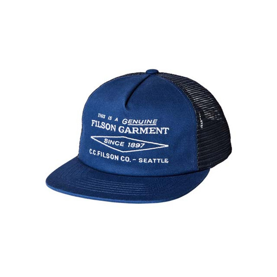 Filson Diamond Mesh Trucker Hat Blue detail view