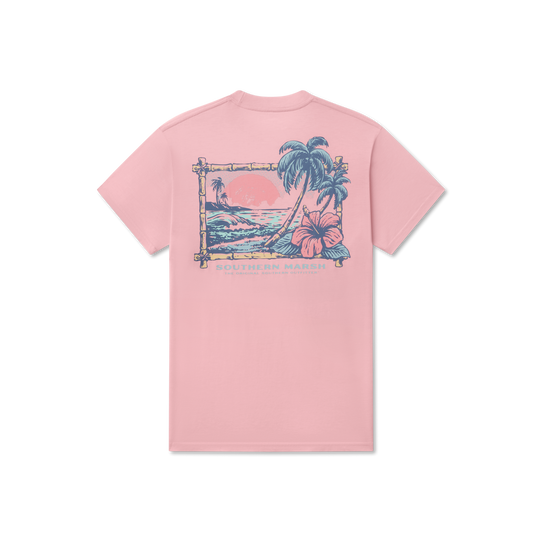 Southern Marsh Men's Aloha Sunset Seawash Tee in Camelia