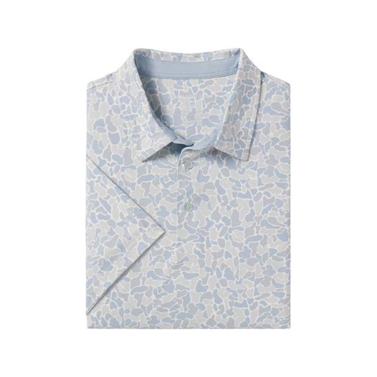 Southern Shirt Men's Hunters Hideaway Printed Polo in Pale Drift full view
