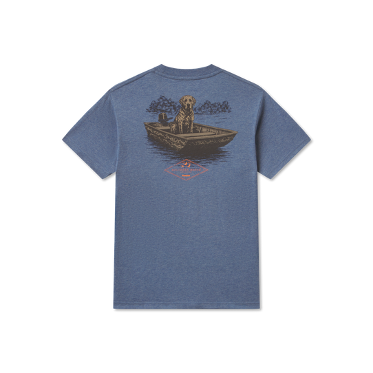 Southern Marsh Boys' Patient Pup Tee Washed Oxford Blue detail