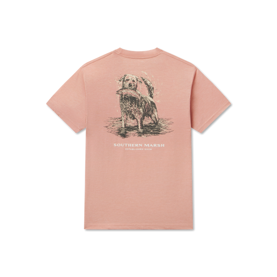 Southern Marsh Boys' Shake & Release Seawash Tee Salmon detail