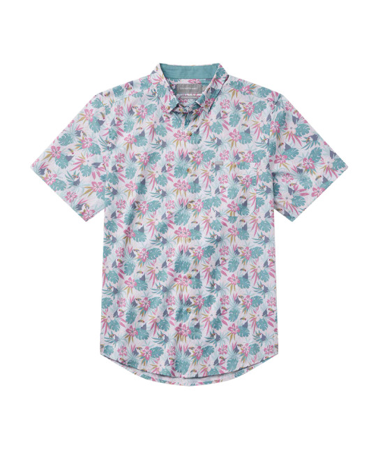Southern Shirt Men's Palm Perch Baja Shirt in palm print front view