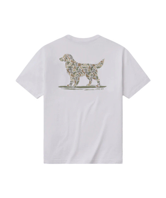 Southern Shirt Men's Camo Retriever Tee in bright white, front view