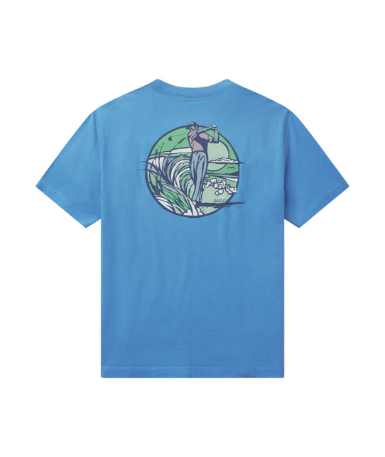 Southern Shirt Men's Full Swing Tee in azure blue, back view