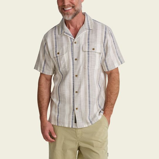 Howler Brothers Men's Shores Club Shirt - Old Bill Stripe : Limestone