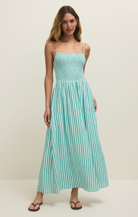 Z Supply Women's Bayside Stripe Linen Maxi Dress in La Palma