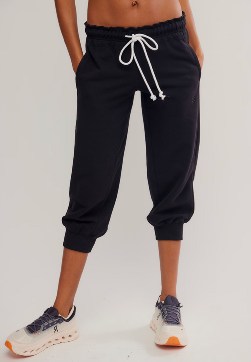 FP Movement Women's Flutter Cropped Joggers in Black cuff detail