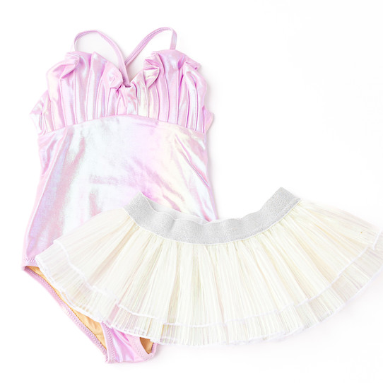 Shade Critters Girls' Metallic One- Piece Tutu  Swimsuit