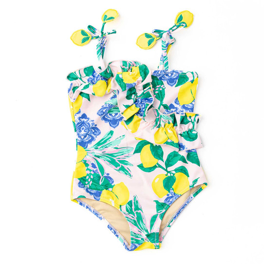 Shade Critters Girls' Citrus Ruffle One-Piece Swimsuit detail view