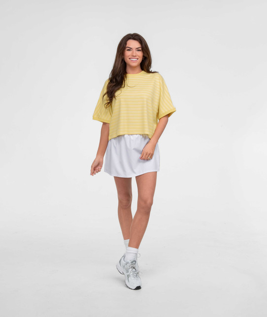 The Southern Shirt Women's On The Line Short Sleeve Tee in Lemon Drop