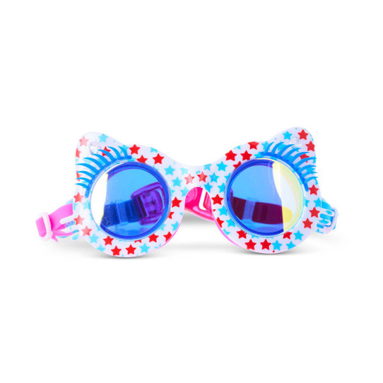 Bling2o Girls' Savvy Cat Swim Goggles in Purrfectly Patriotic strap detail