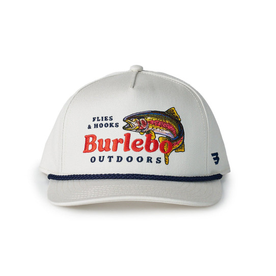 The Burlebo Flies & Hooks Snapback Hat in White