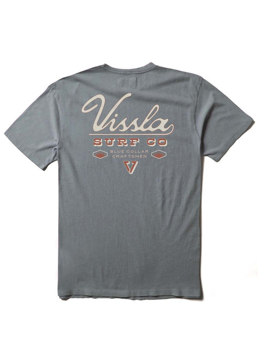 Vissla Men's Craftsmen Short Sleeve Tee in Blue Haze back view