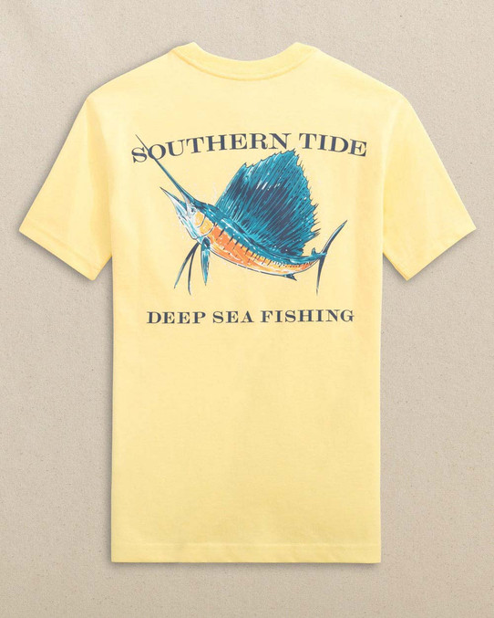 Southern Tide Boys' Sailfish Deep Sea Fishing Short Sleeve T-Shirt in Pineapple