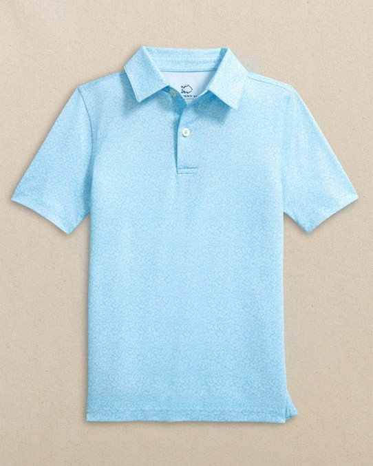 Southern Tide Boys' Driver Paradise Shores Printed Performance Polo in Tropical Breeze Blue