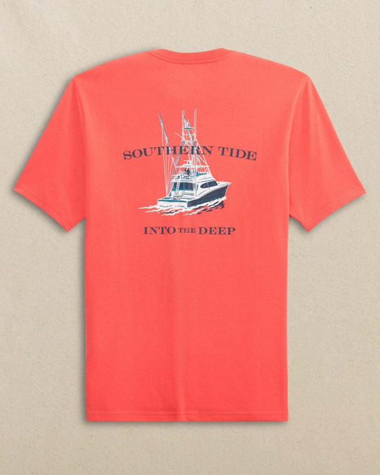 Southern Tide Into the Deep Short Sleeve T-Shirt in Sunset Coral product view