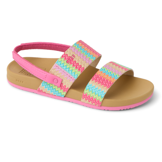Reef Toddlers' Little Cushion Vista Sandals in Pink/Multi Raffia