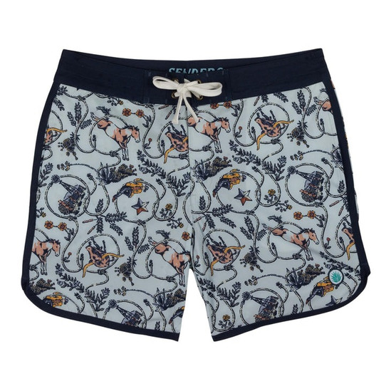Sendero Provisions Co. Men's Point Bar Boardshorts in High Lonesome Light Blue flat lay