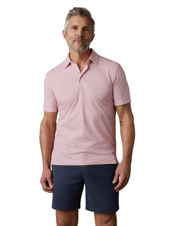 Faherty Men's Movement Pique Polo Rose Scallop Shell front view