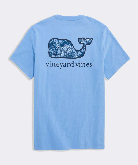 Vineyard Vines Men's Sportfisher Palm Whale Short-Sleeve Pocket Tee in Serenity Blue