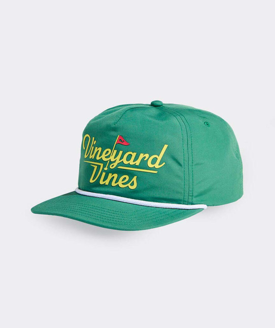 Vineyard Vines Golf Logo Rope Hat in Turf Green detail view