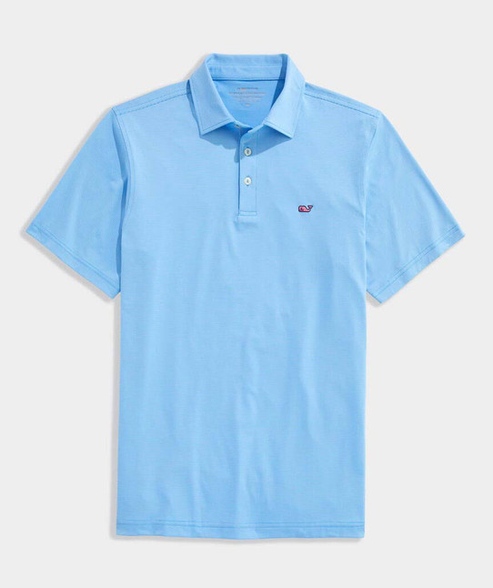 Vineyard Vines Men's Anegada Stripe Sankaty Performance Polo in Ocean Breeze