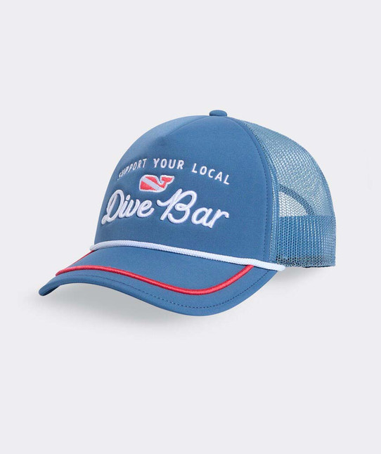 Vineyard Vines Support Your Local Dive Bar Hi-Pro Trucker Hat in Moonshine