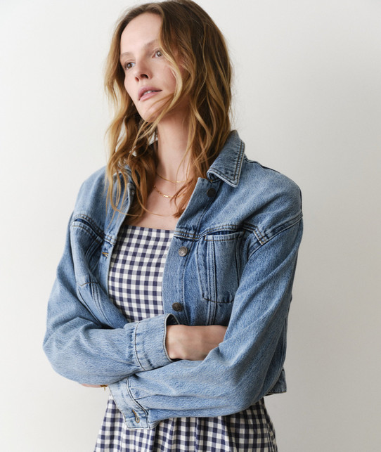 Marine Layer Women's Ash Crop Denim Jacket