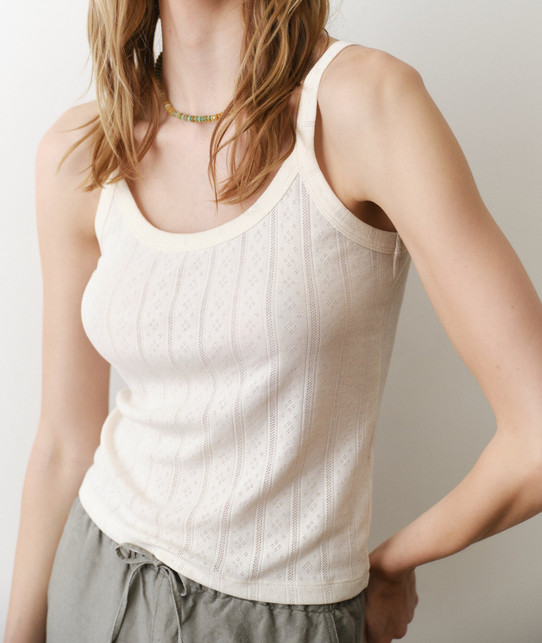 Marine Layer Women's Lexi Pointelle Tank Top in Antique White