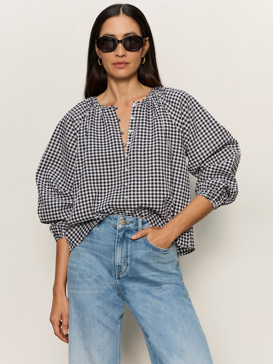 Sanctuary Women's Perfect Gingham Blouse Top close-up