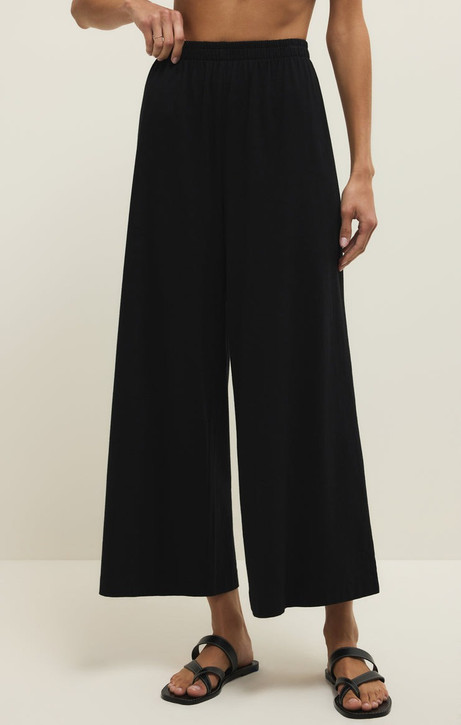 Z Supply Women's Scout Jersey Pants in True Black front view