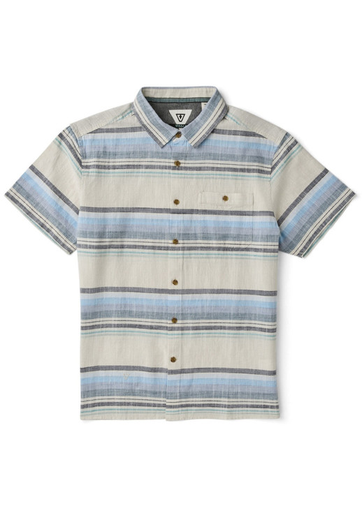 The Vissla Men's South Bound Eco Short Sleeve Shirt in Pool Blue