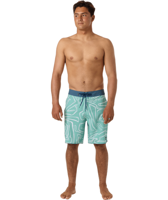 O'Neill Men's Hyperfreak Mysto Scallop Boardshorts Green back view