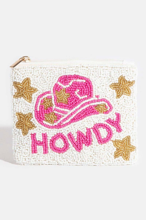 Howdy Cowboy Hat Seed Bead Coin Purse