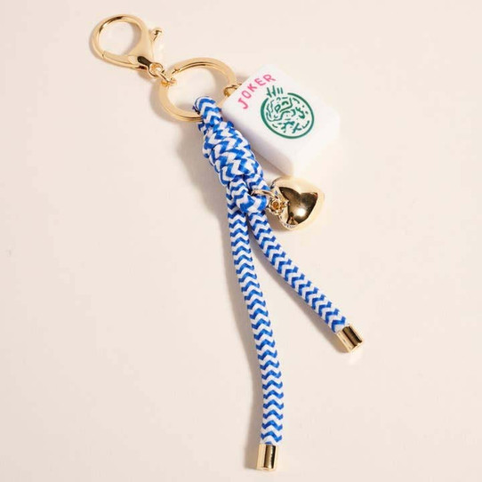 Mahjong Tile Puffy Heart Cord Bag Charm Keychain