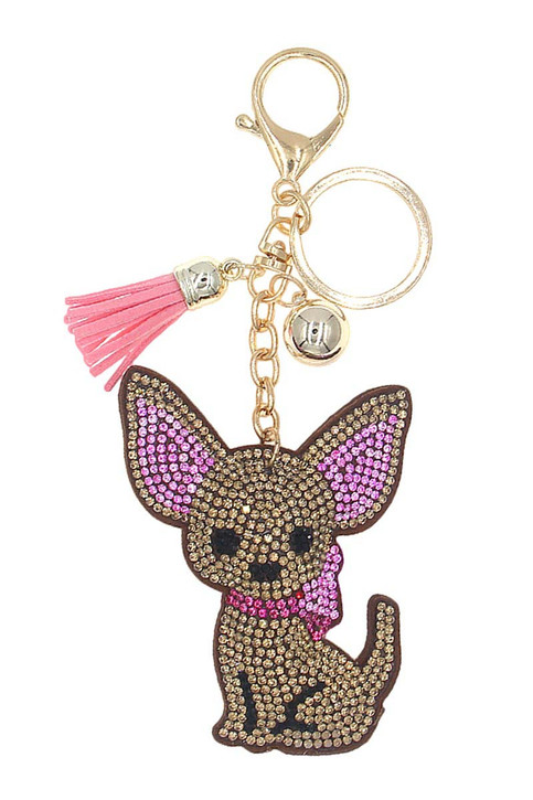 Bling Chihuahua Bag Charm Keychain