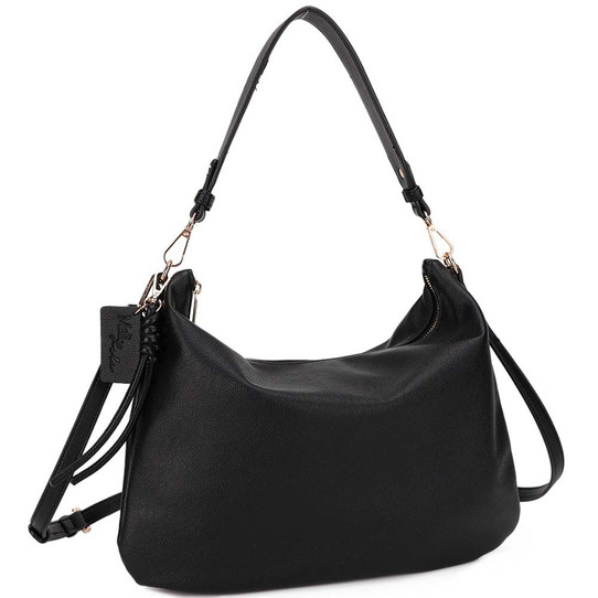 Plain Design Shoulder Crossbody Bag in Black