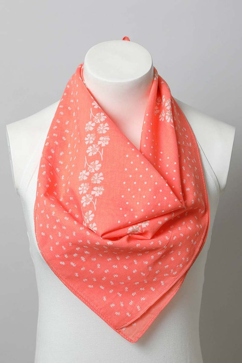 Fashion Floral Dot Bandana in Coral folded